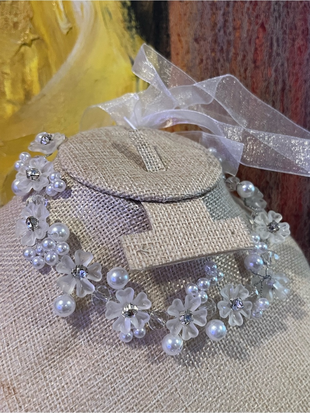 Galina Signature Delicate Pearl & Crystal Floral Bridal Necklace - White
